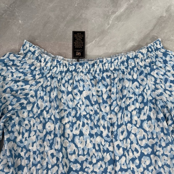 Women’s DG2 By Diane Gilman Off The Shoulder Smocked Leopard Top Plus Size 1X - Picture 5 of 16